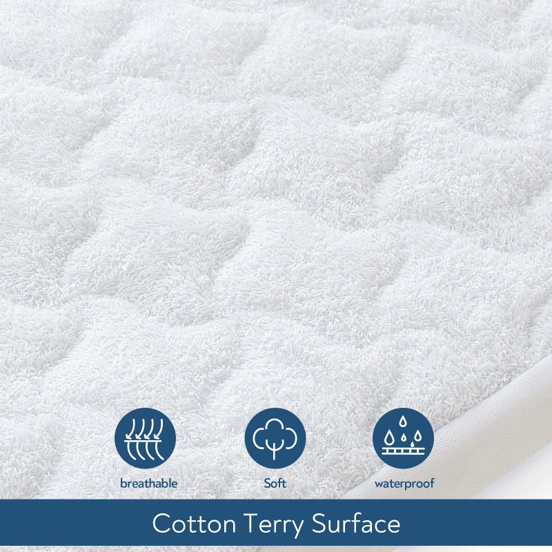 Magik & Kover Bassinet Mattress Pad Cover 30" x 18" - Fits for Halo BassiNest Swivel, Glide, Flex, Luxe & Premiere Series Sleeper, Waterproof Quilted Bassinet Mattress Protector 2 Pack, Cotton Terry Surface - Image 3